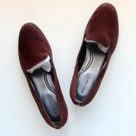 Easy Spirit Brown Suede Leather Lug Sole Low Heel Loafers Slip-on Orthotic Shoes - Picture 13 of 16